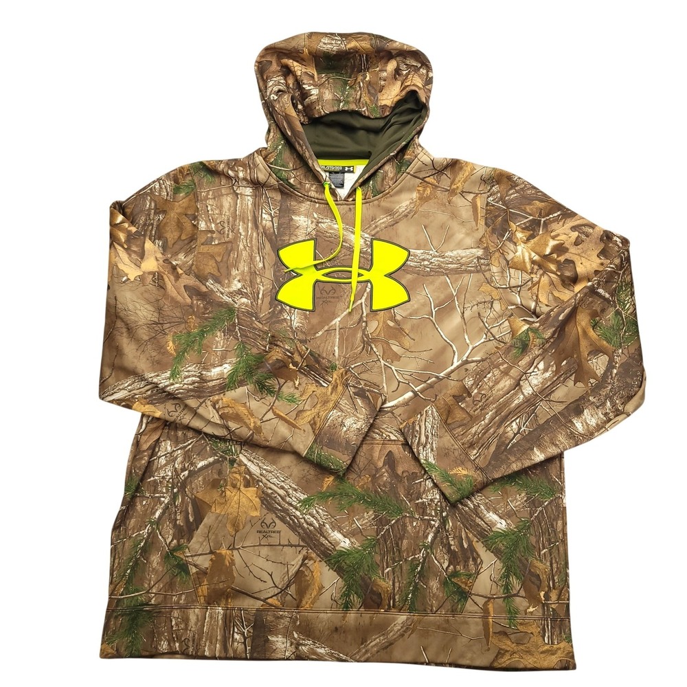 Under Armour Hoodie Mens 2XL Brown Camo Scent Control Fleece Pullover Hunting